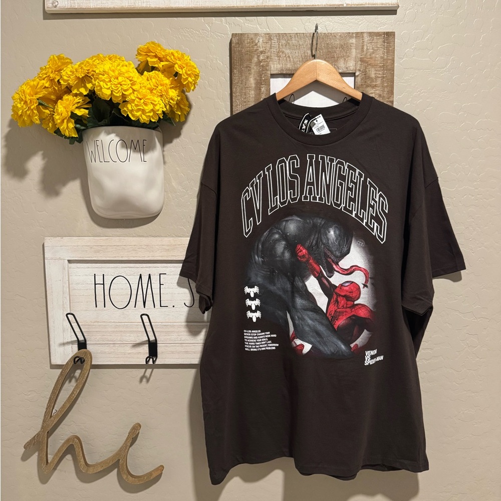 Marvel Venom vs Spider-Man brown graphic shirt from Tillys